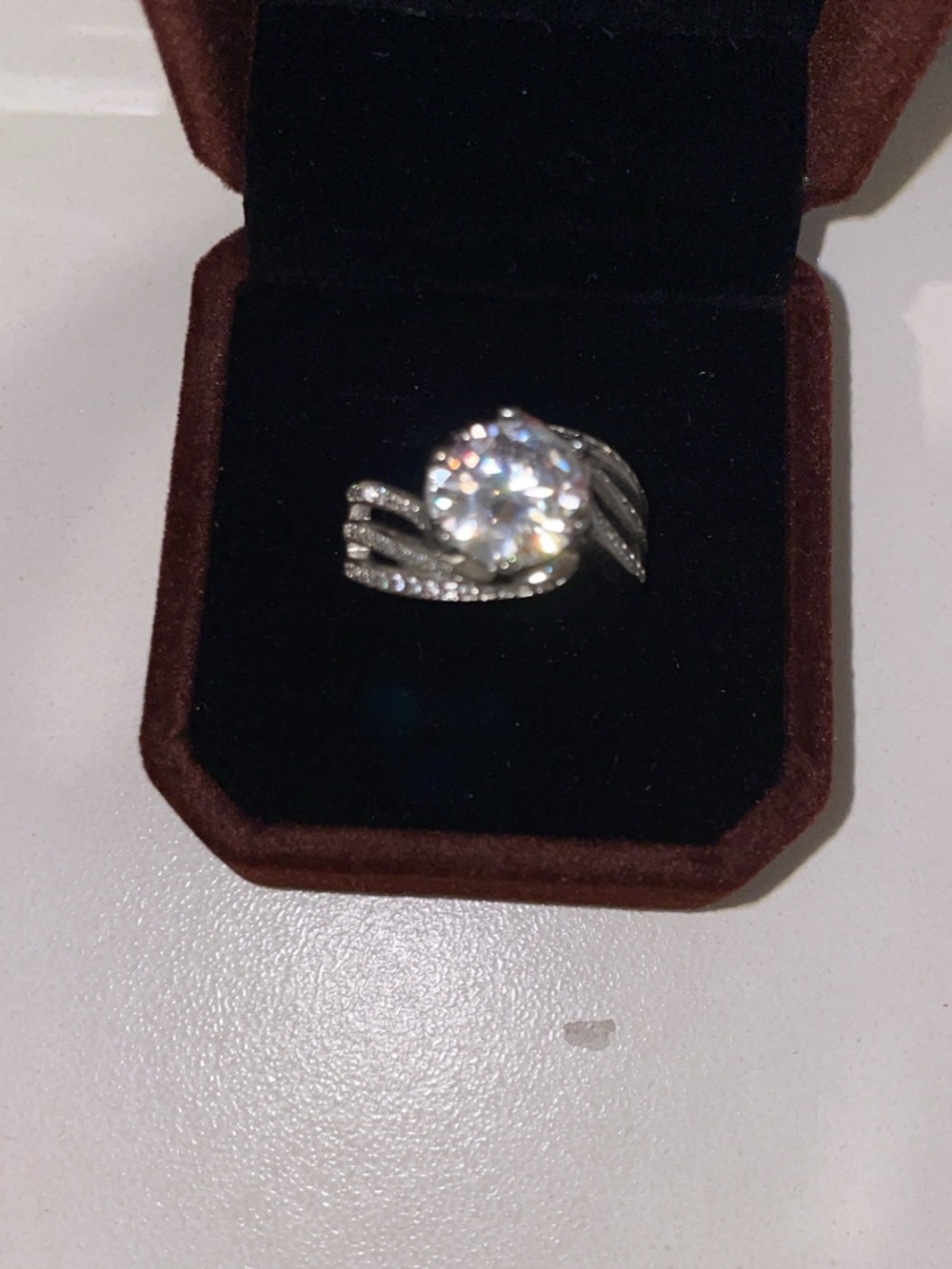 Silver-tone cubic zirconia diamond Statement Ring in White - Women Jewelry